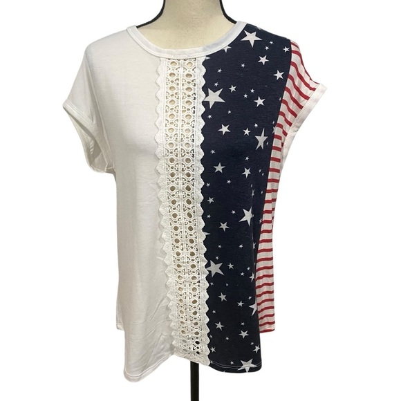 NWT 7th Ray American Flag Sleeveless Top Sz Large - Picture 1 of 10